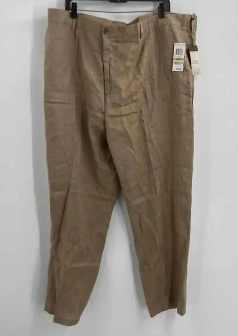 NWT Tasso Elba Island Mens Brown Linen Blend Flat Front Chino Pants 44B 46x30
